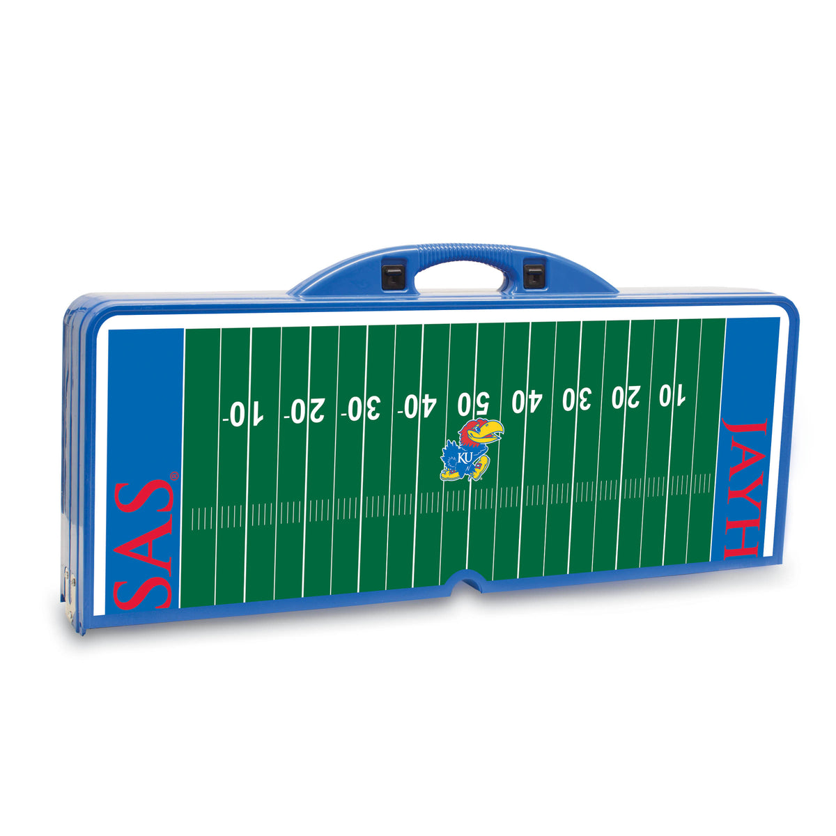 Kansas Jayhawks Picnic Table Portable Folding Table with Seats - Football