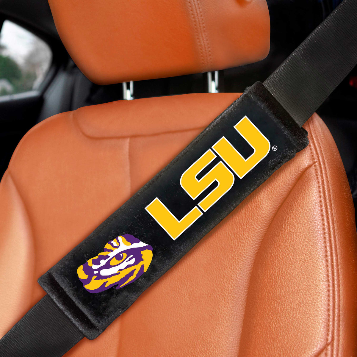 LSU Embroidered Seatbelt Pad - Pair - Logo Brands