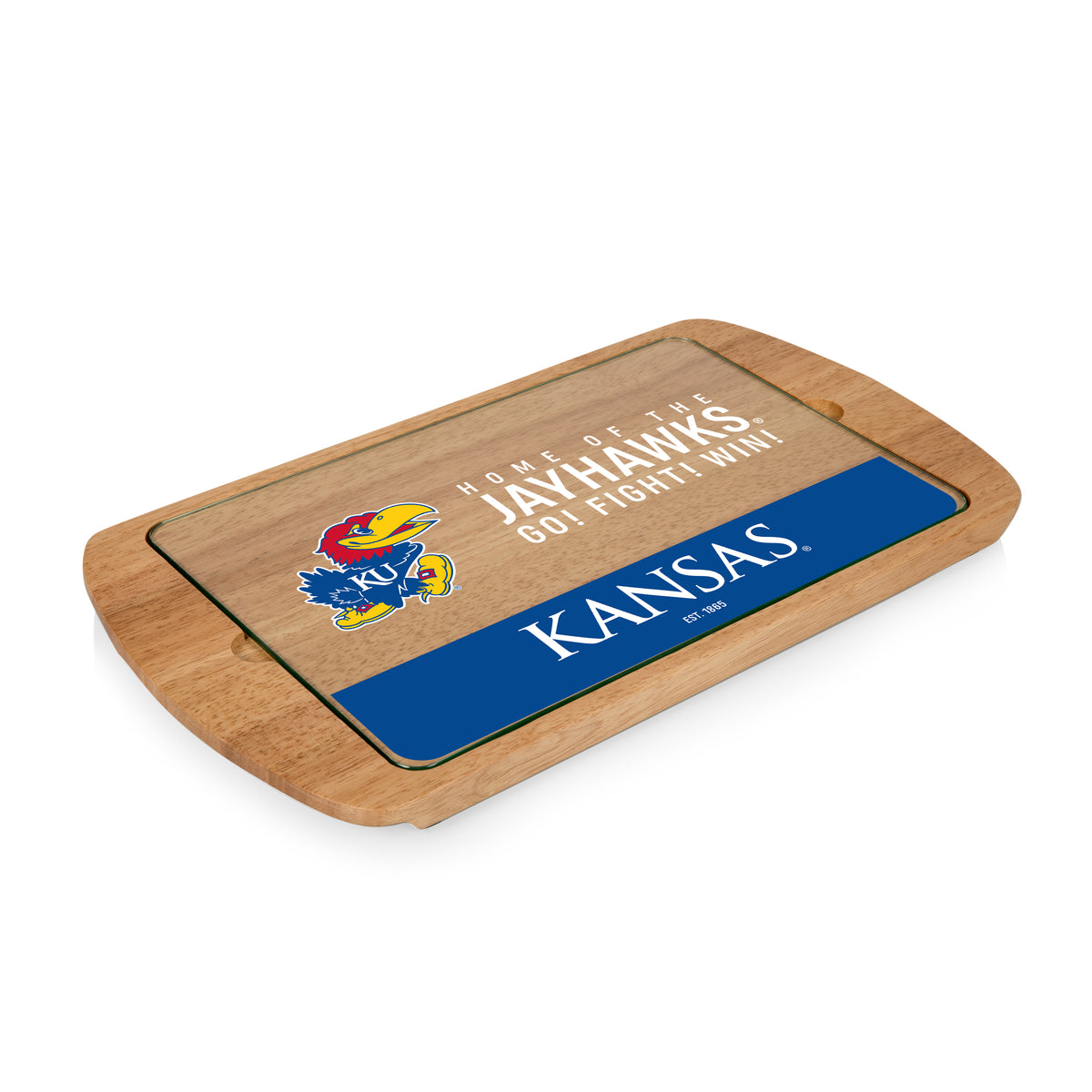 Kansas Jayhawks Billboard Glass Top Serving Tray