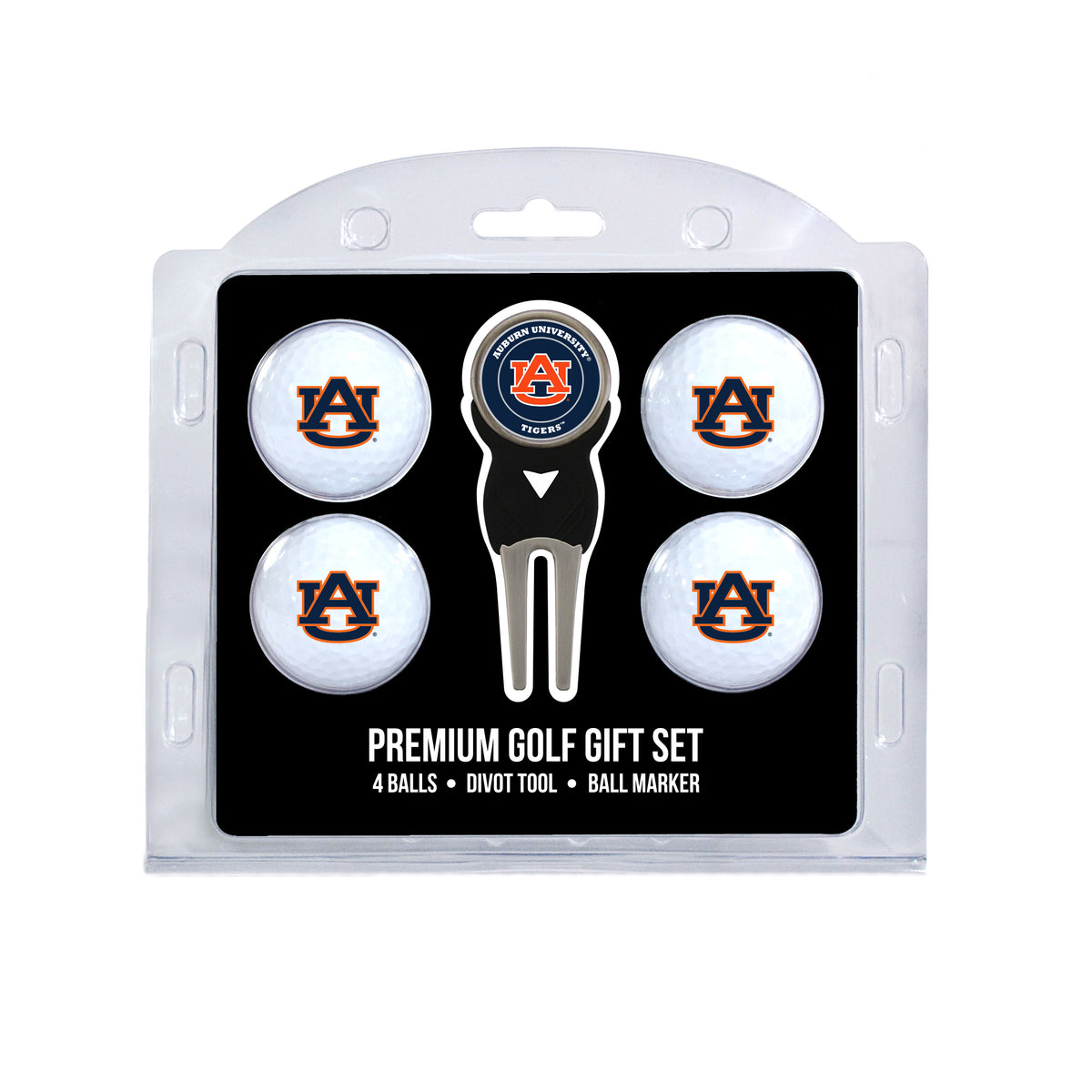 Auburn Tigers 4 Golf Balls And Divot Tool Gift Set