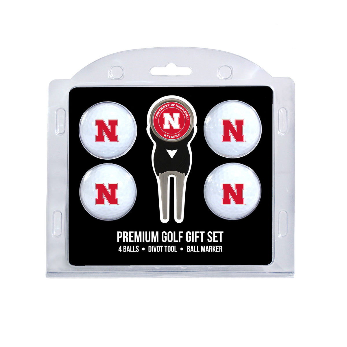 Nebraska Huskers 4 Golf Balls And Divot Tool Gift Set