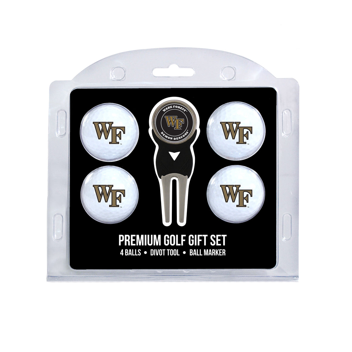Wake Forest Demon Deacons 4 Golf Balls And Divot Tool Gift Set