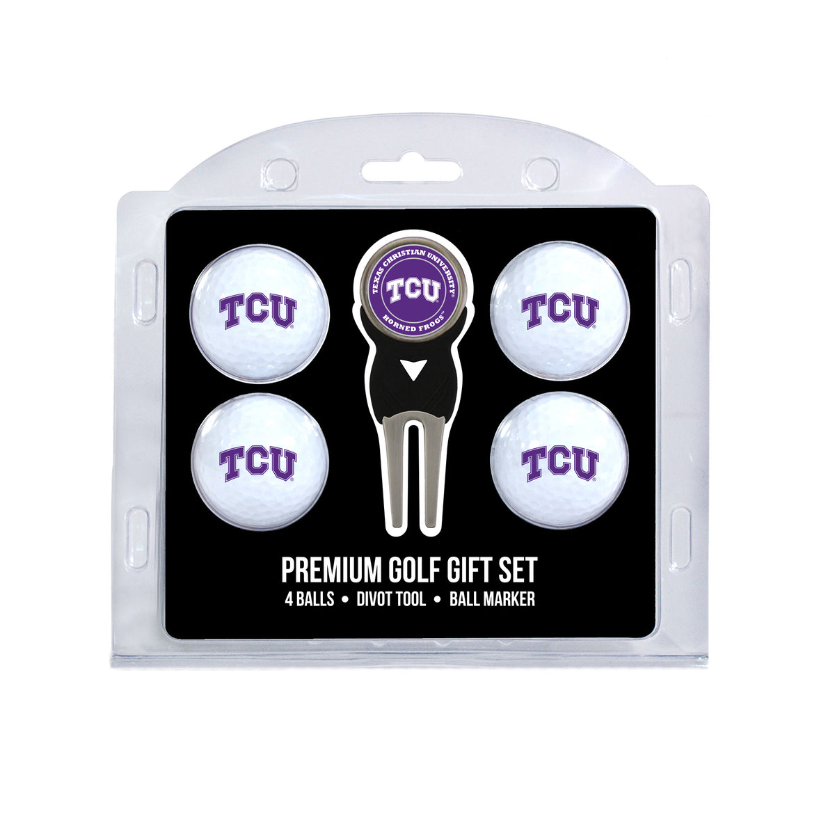 TCU Horned Frogs 4 Golf Balls And Divot Tool Gift Set