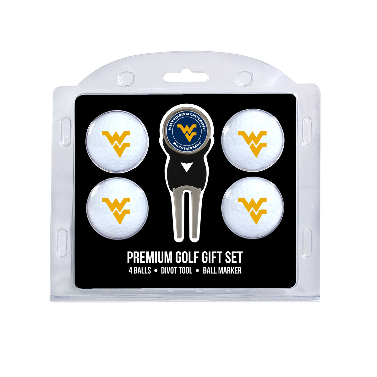 West Virginia Mountaineers 4 Golf Balls And Divot Tool Gift Set