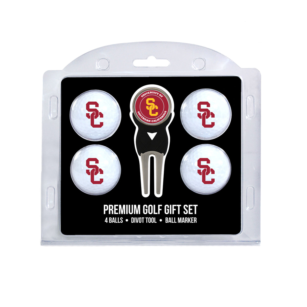 USC Trojans 4 Golf Balls And Divot Tool Gift Set