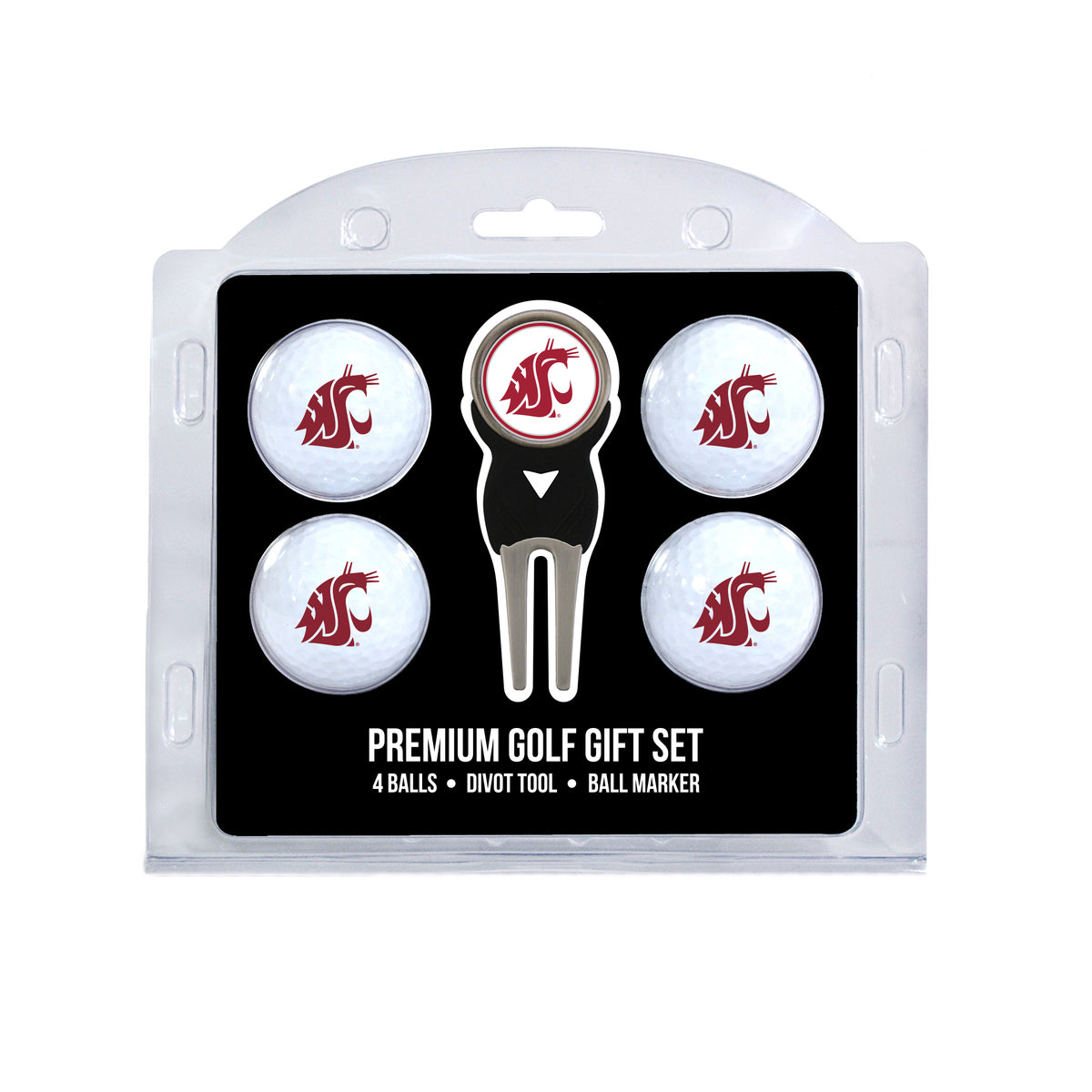 Washington State Cougars 4 Golf Balls And Divot Tool Gift Set