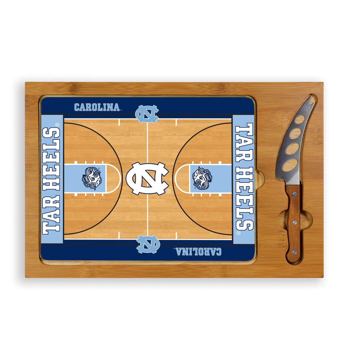 North Carolina Tar Heels Icon Glass Top Cutting Board & Knife Set - Basketball
