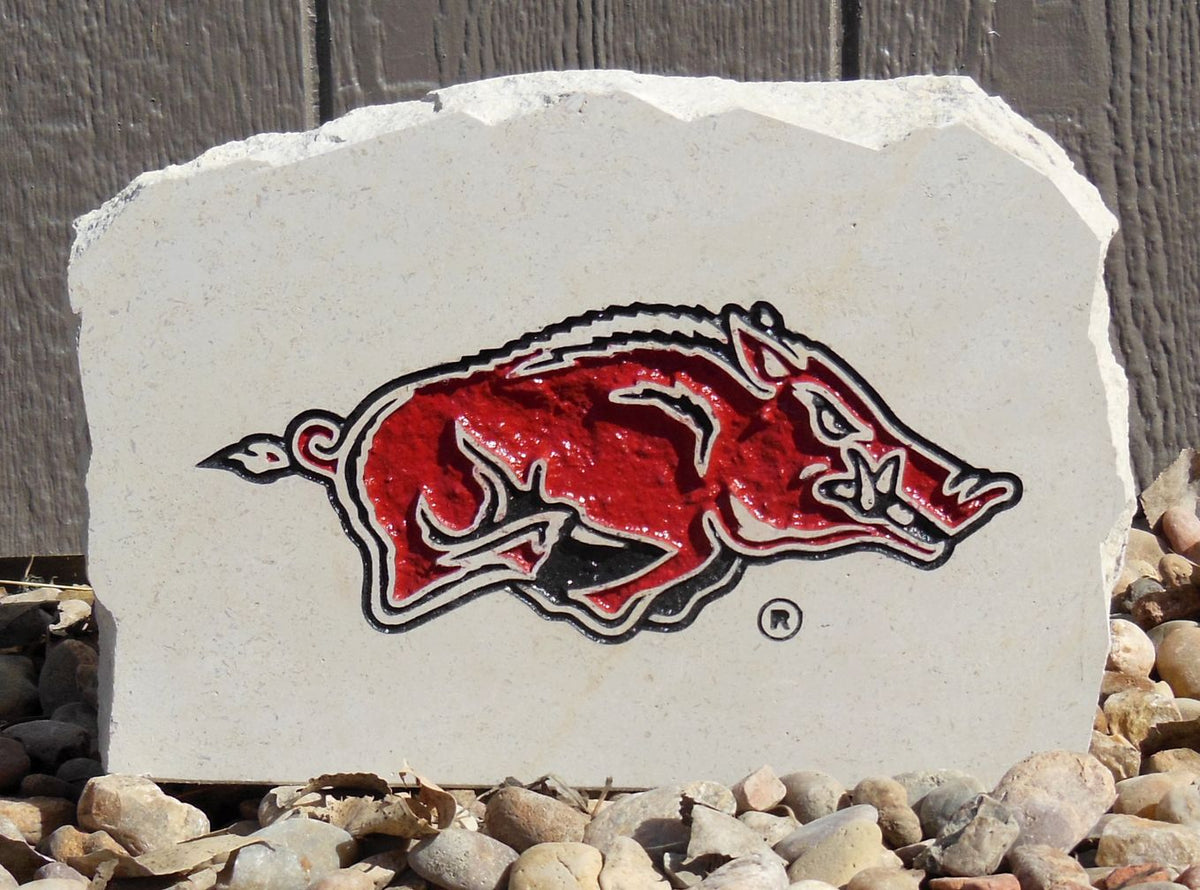 Show your love for the Arkansas Razorbacks when you add this Engraved Limestone Decorative Stone to your collection.