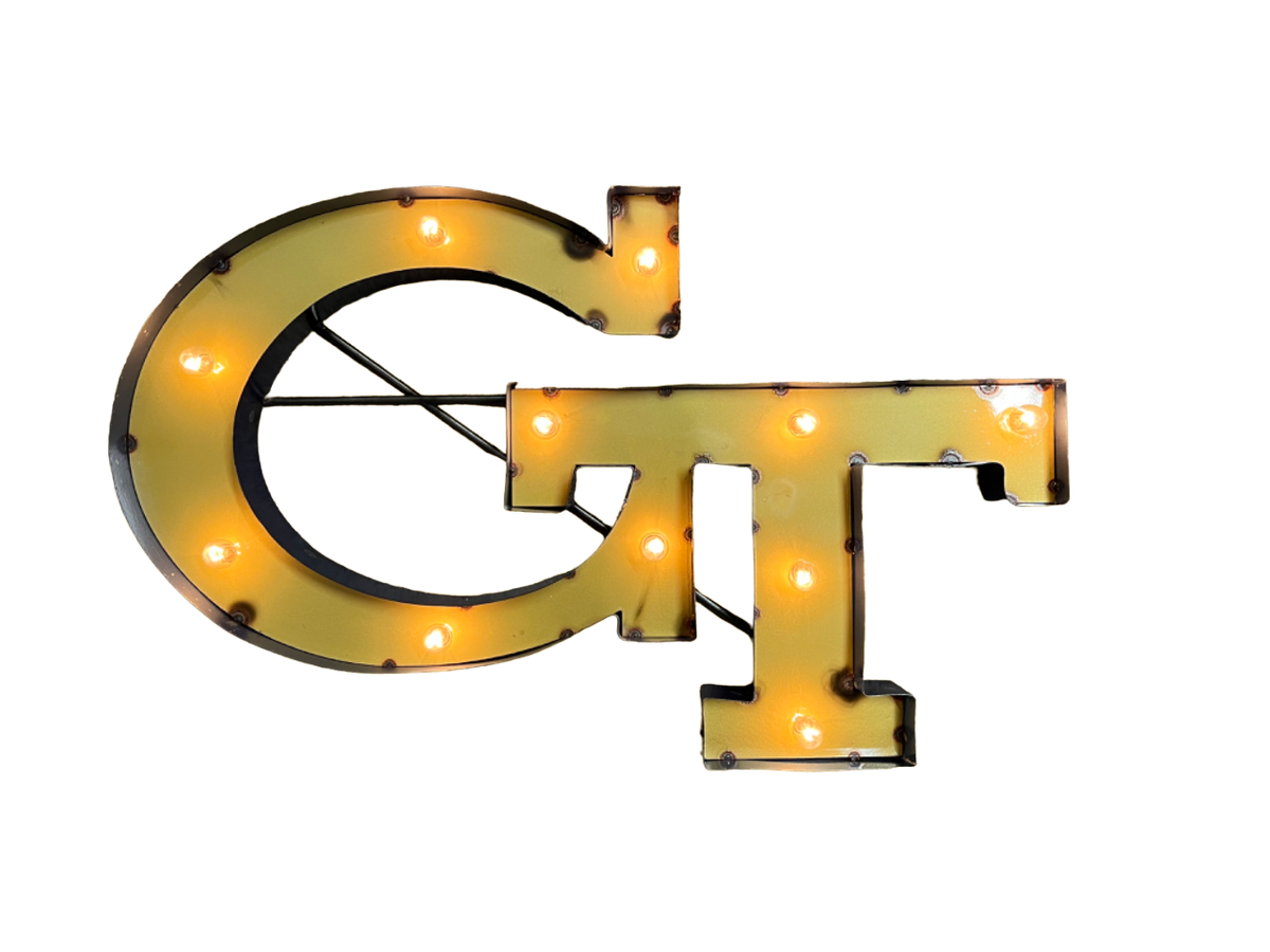 Georgia Tech Yellow Jackets Recycled Metal Wall Decor Illuminated