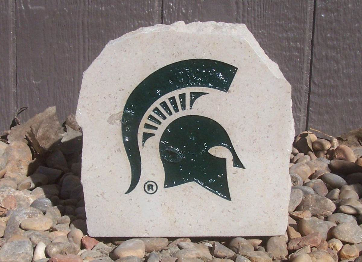 Show your love for the Michigan State University Spartans when you add this Engraved Limestone Decorative Stone to your collection.