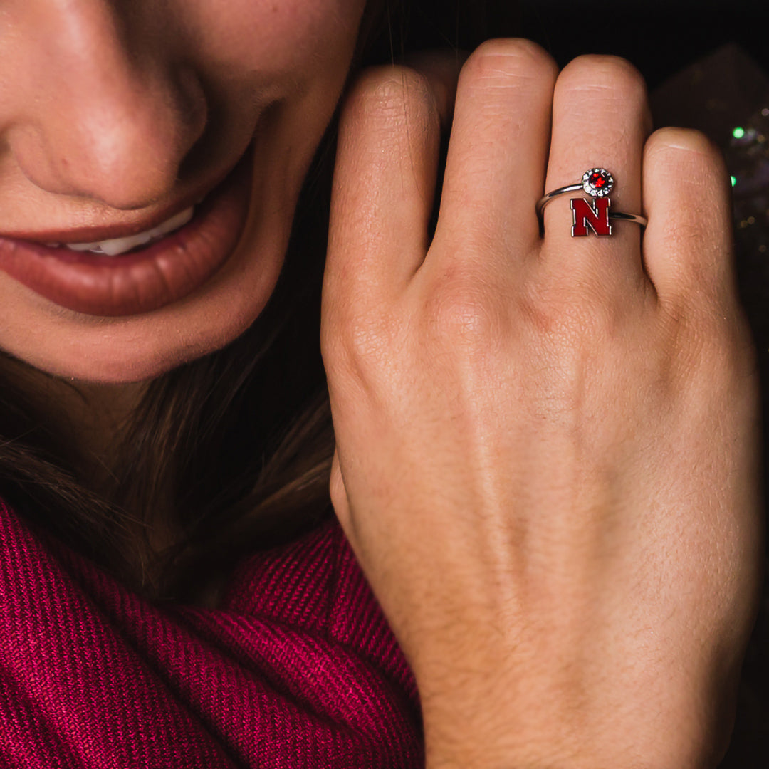 Nebraska Huskers Stainless Steel Adjustable Ring