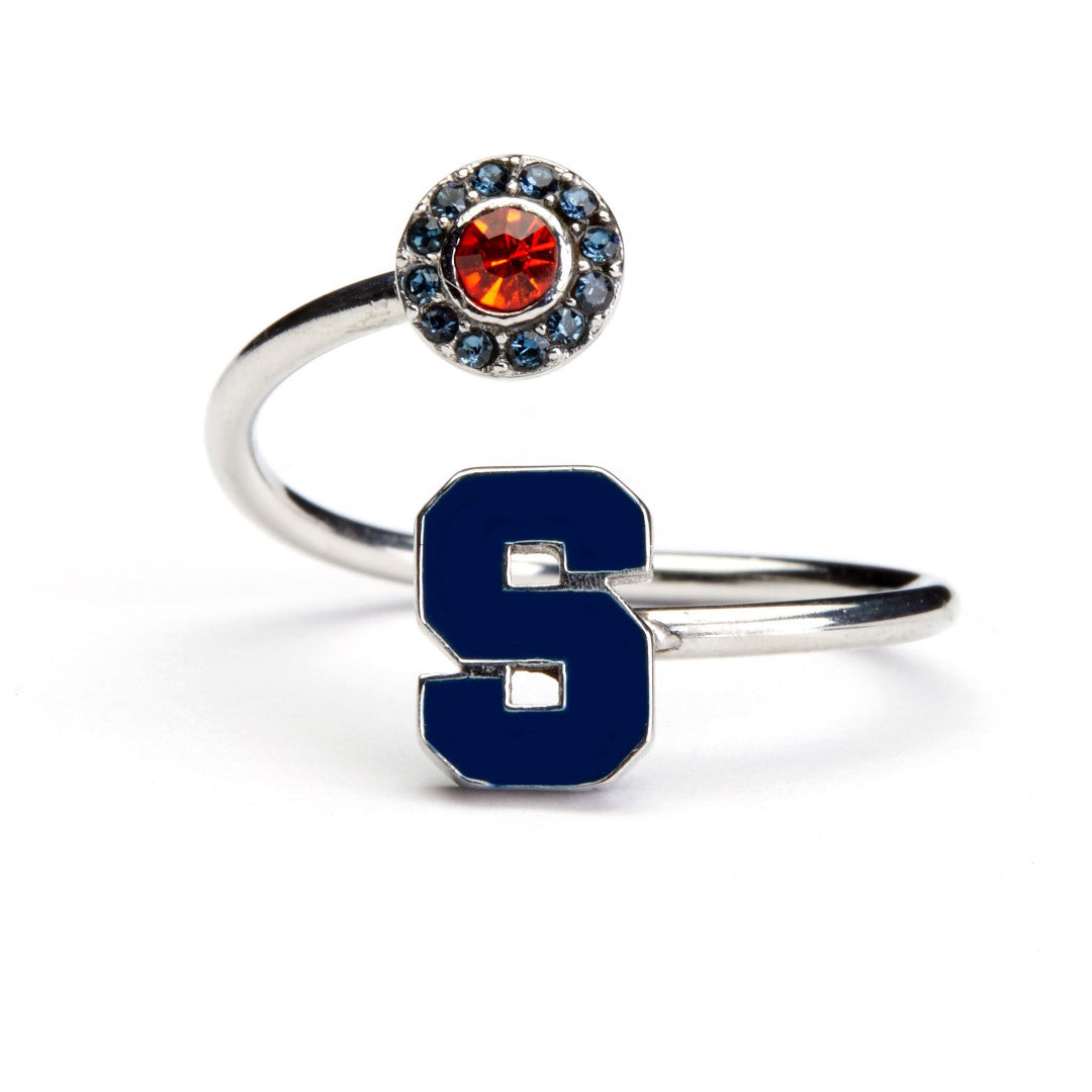 Syracuse Orange Stainless Steel Adjustable Ring Blue