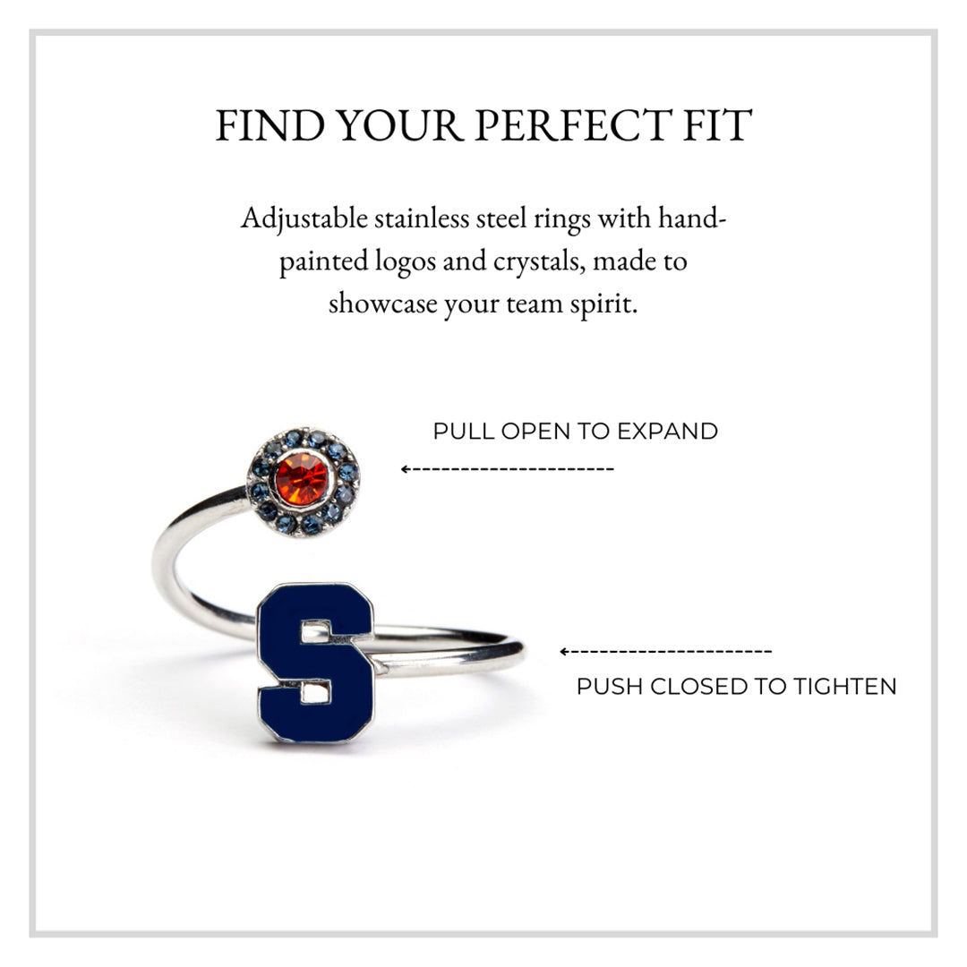 Syracuse Orange Stainless Steel Adjustable Ring Blue