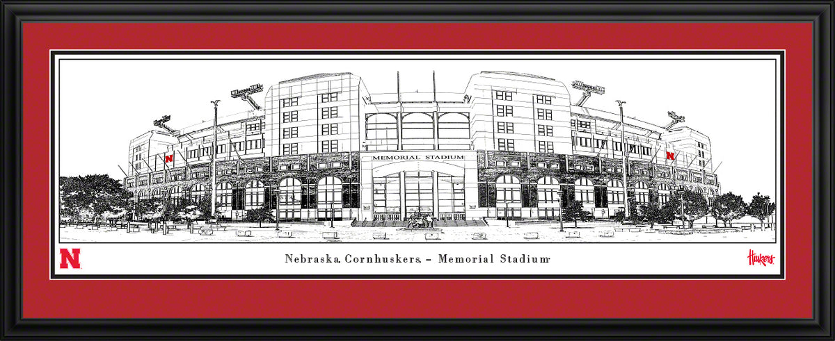 Nebraska Memorial Stadium Line Art - Deluxe Frame