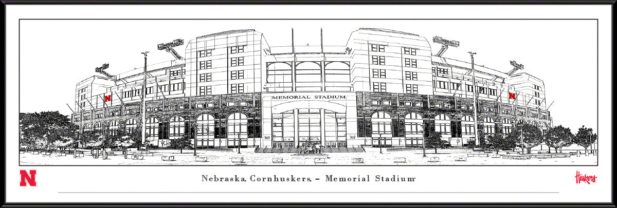 Nebraska Memorial Stadium Line Art - Standard Frame