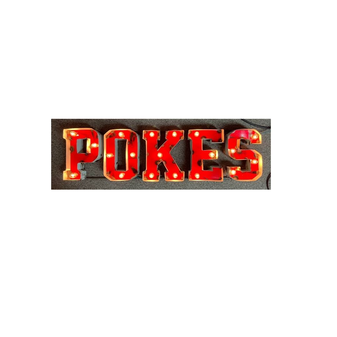 Oklahoma State Cowboys Recycled Metal Wall Decor Pokes Illuminated