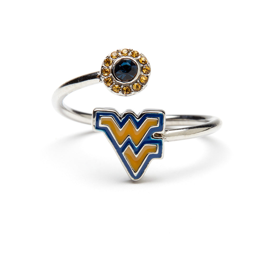 West Virginia Mountaineers Stainless Steel Adjustable Ring