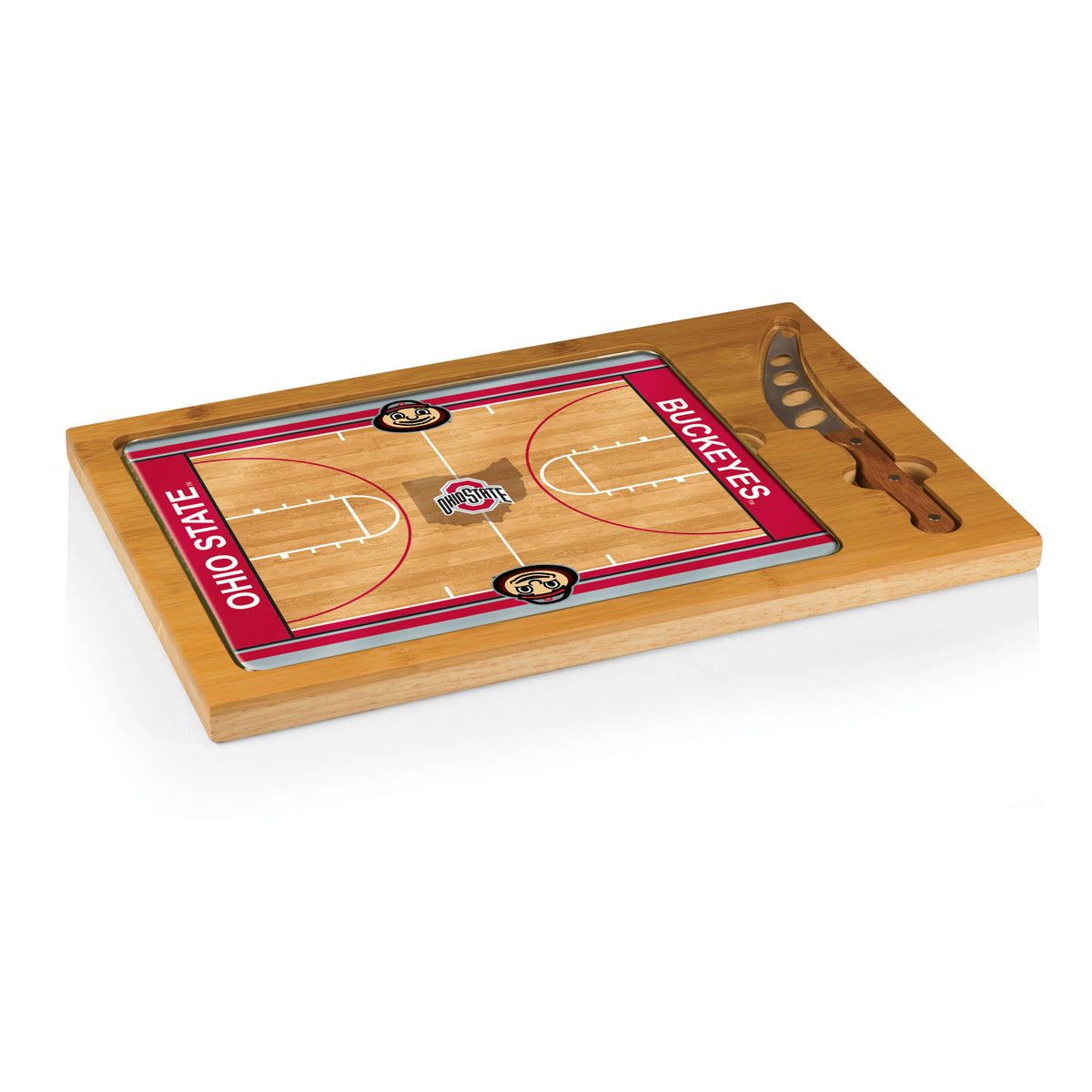 Ohio State Buckeyes Icon Glass Top Cutting Board & Knife Set - Basketball