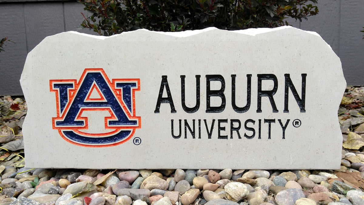 Show your love for the Auburn Tigers when you add this Engraved Limestone Decorative Stone to your collection.