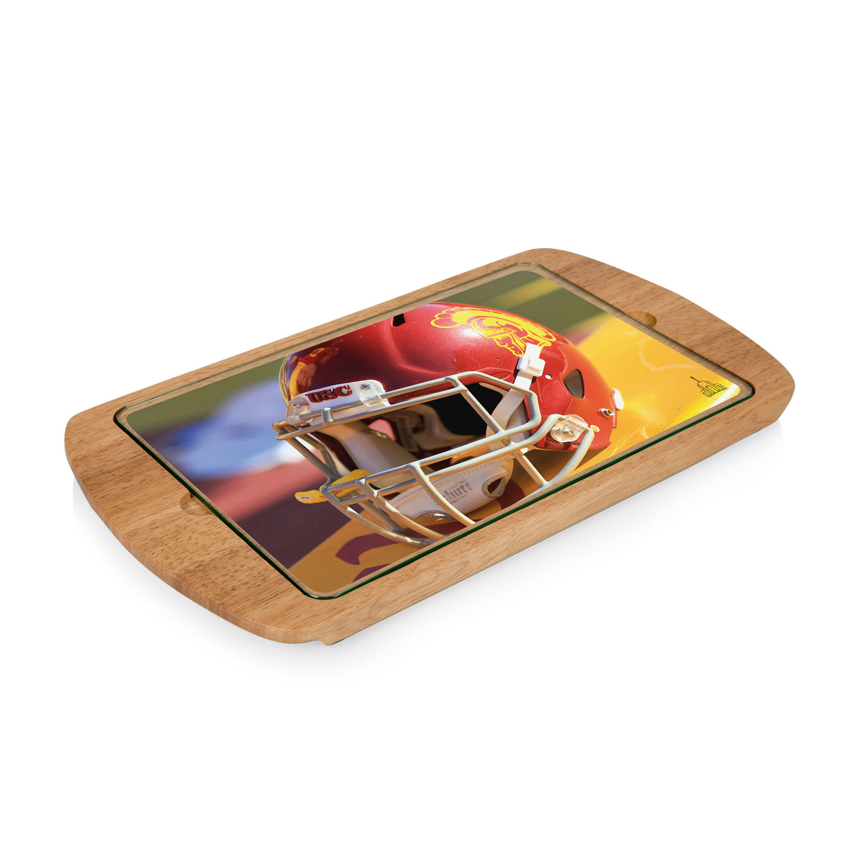 USC Trojans Billboard Glass Top Serving Tray - Helmet
