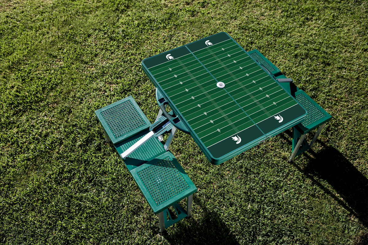 Michigan State Spartans Picnic Table Portable Folding Table with Seats - Football
