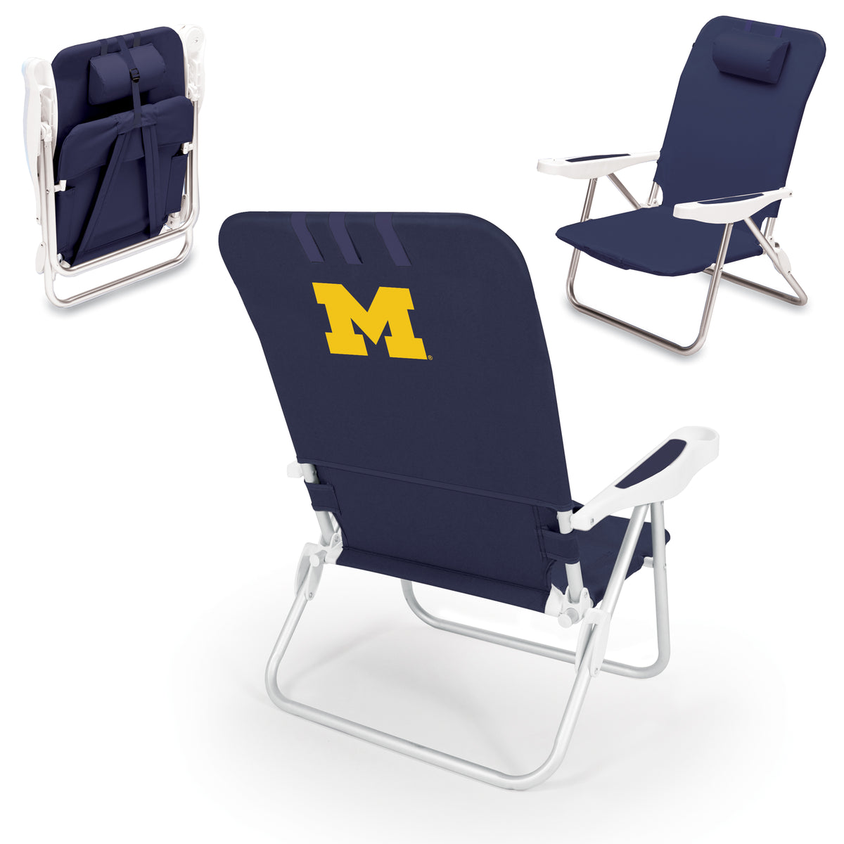 Michigan Wolverines Monaco Reclining Beach Backpack Chair