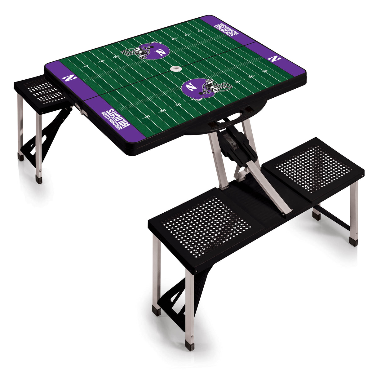 Northwestern Wildcats Picnic Table Portable Folding Table with Seats - Football