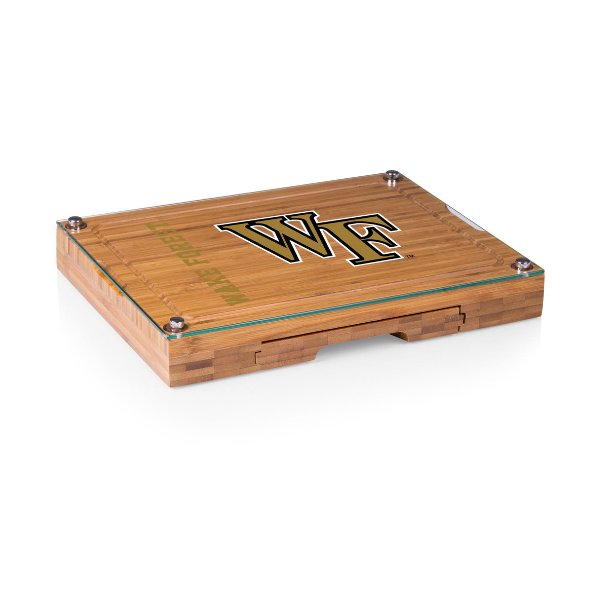 Wake Forest Demon Deacons Concerto Glass Top Cheese Cutting Board & Tools Set