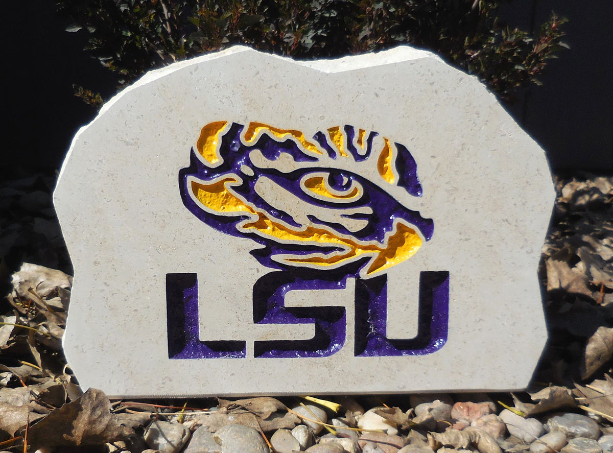 Show your love for the LSU Tigers when you add this Engraved Limestone Decorative Stone to your collection.