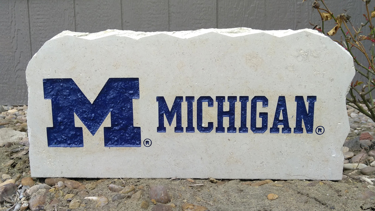 Show your love for the Michigan Wolverines when you add this Engraved Limestone Decorative Stone to your collection.