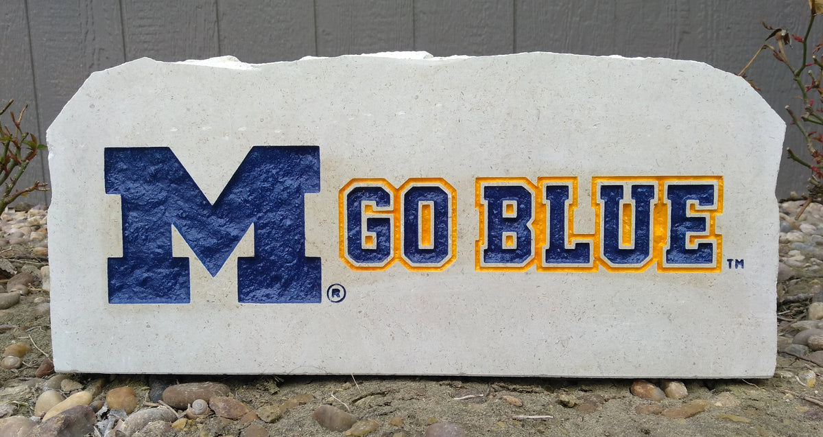 Show your love for the Michigan Wolverines when you add this Engraved Limestone Decorative Stone to your collection.