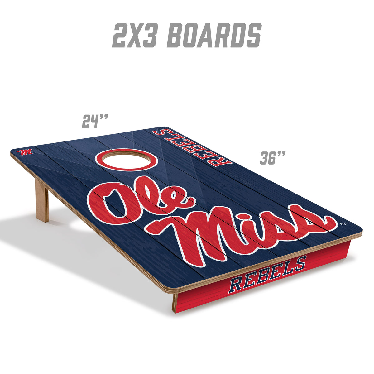 Mississippi Rebels 2x3 All Wood Cornhole Game Set