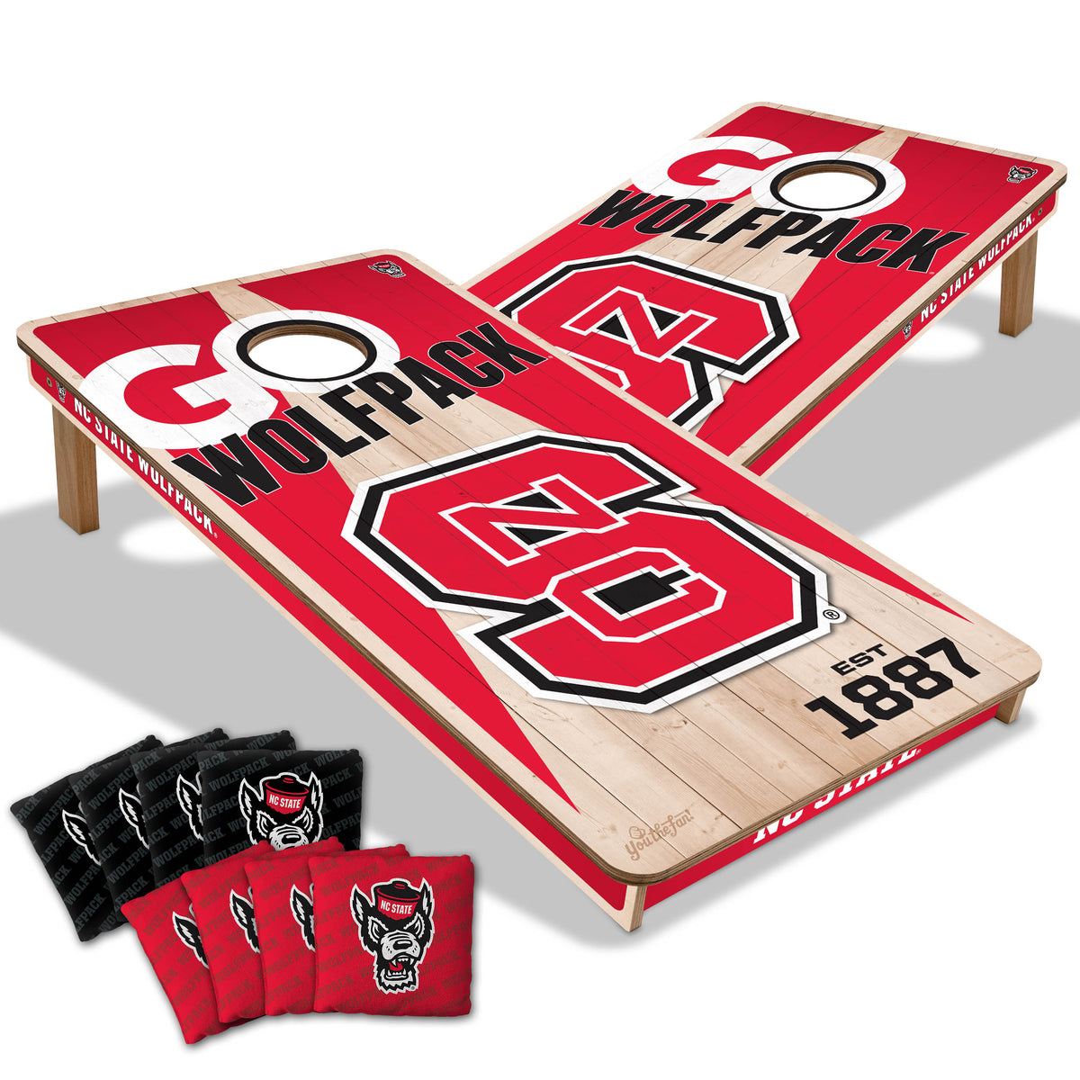 NC State Wolfpack 2x4 All Wood Cornhole Game Set
