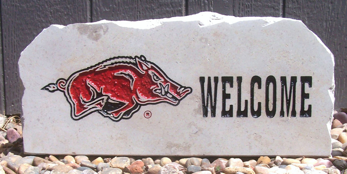 Show your love for the Arkansas Razorbacks when you add this Engraved Limestone Decorative Stone to your collection.