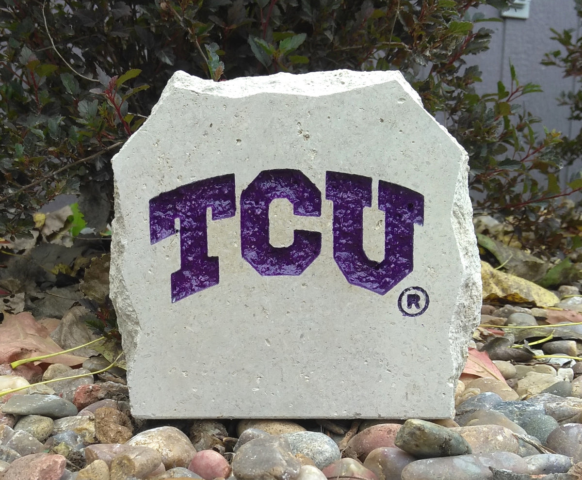 Show your love for the TCU Horned Frogs when you add this Engraved Limestone Decorative Stone to your collection.