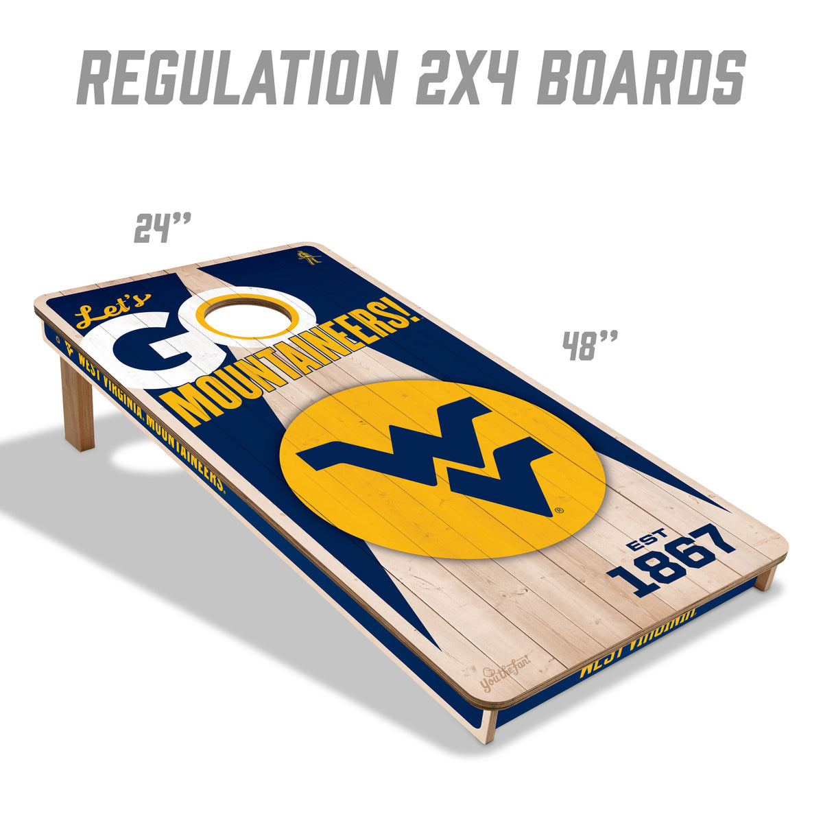 West Virginia Mountaineers 2x4 All Wood Cornhole Game Set
