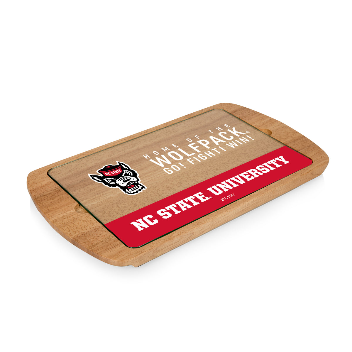 NC State Wolfpack Billboard Glass Top Serving Tray