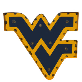 West Virginia Mountaineers Recycled Metal Wall Decor Illuminated