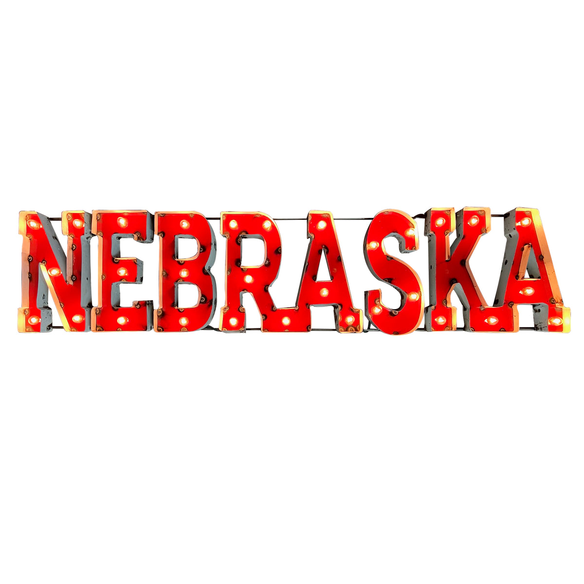 Nebraska Huskers Recycled Metal Wall Decor Illuminated - Nebraska