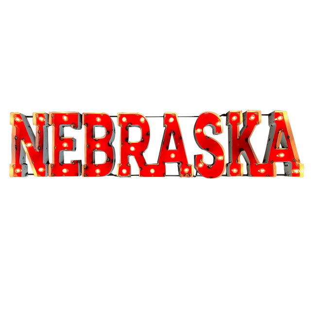 Nebraska Huskers Recycled Metal Wall Decor Illuminated - Nebraska