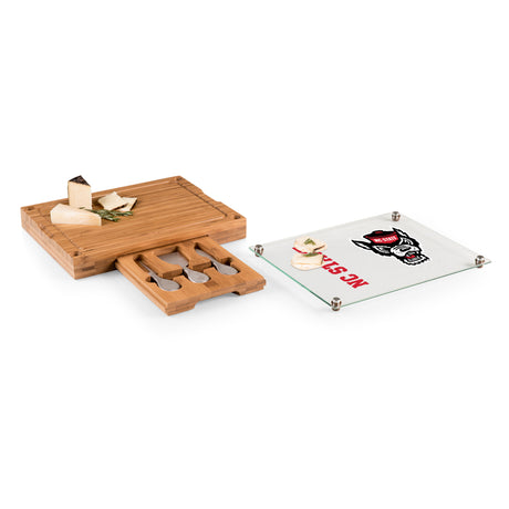NC State Wolfpack Concerto Glass Top Cheese Cutting Board & Tools Set