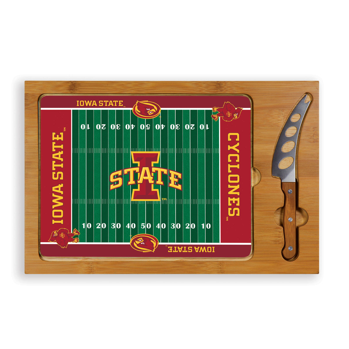 Iowa State Cyclones Icon Glass Top Cutting Board & Knife Set
