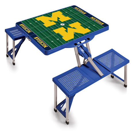 Michigan Wolverines Picnic Table Portable Folding Table with Seats - Football