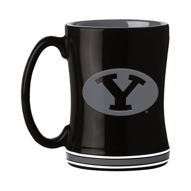 BYU 14oz Black Tonal Relief Mug