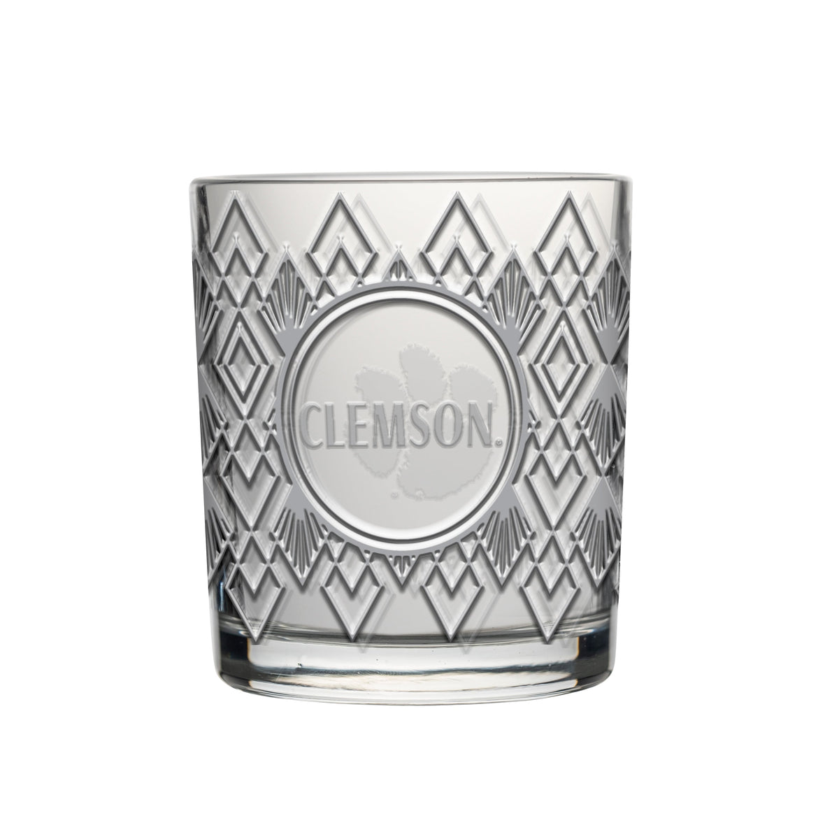 Clemson 12oz Diamond Stained Rocks Glass