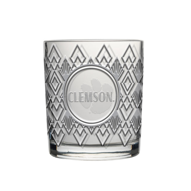 Clemson 12oz Diamond Stained Rocks Glass