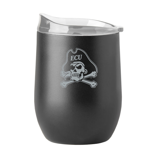 East Carolina Black 16oz Etch Powder Coat Curved Beverage - Logo Brands