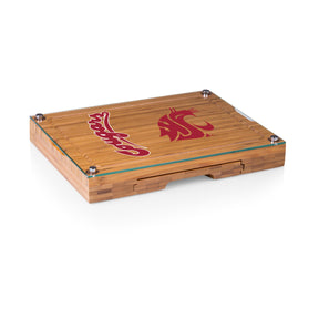 Washington State Cougars Concerto Glass Top Cheese Cutting Board & Tools Set