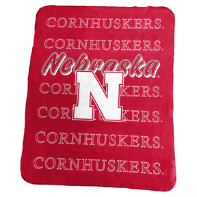 Nebraska Classic Repeating Team Name Fleece Throw