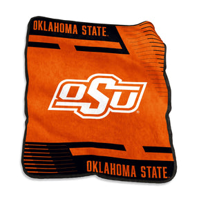 OK State Raschel Double Stripe Throw